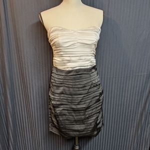 Express Strapless Ruched Dress, B&W | Size 6